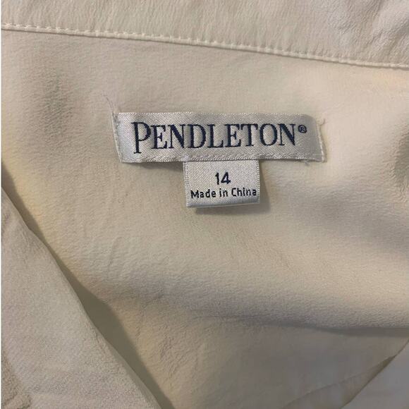 Pendleton cream silk long sleeves button shirt blouse size 14 - Picture 3 of 15